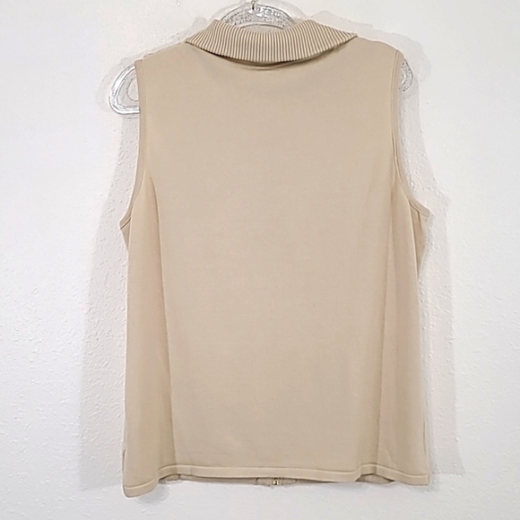 SUSAN GRAVER Cream/Gold Zip-Up Quilted Vest w/Pockets Lightweight Classic, L - Picture 5 of 6